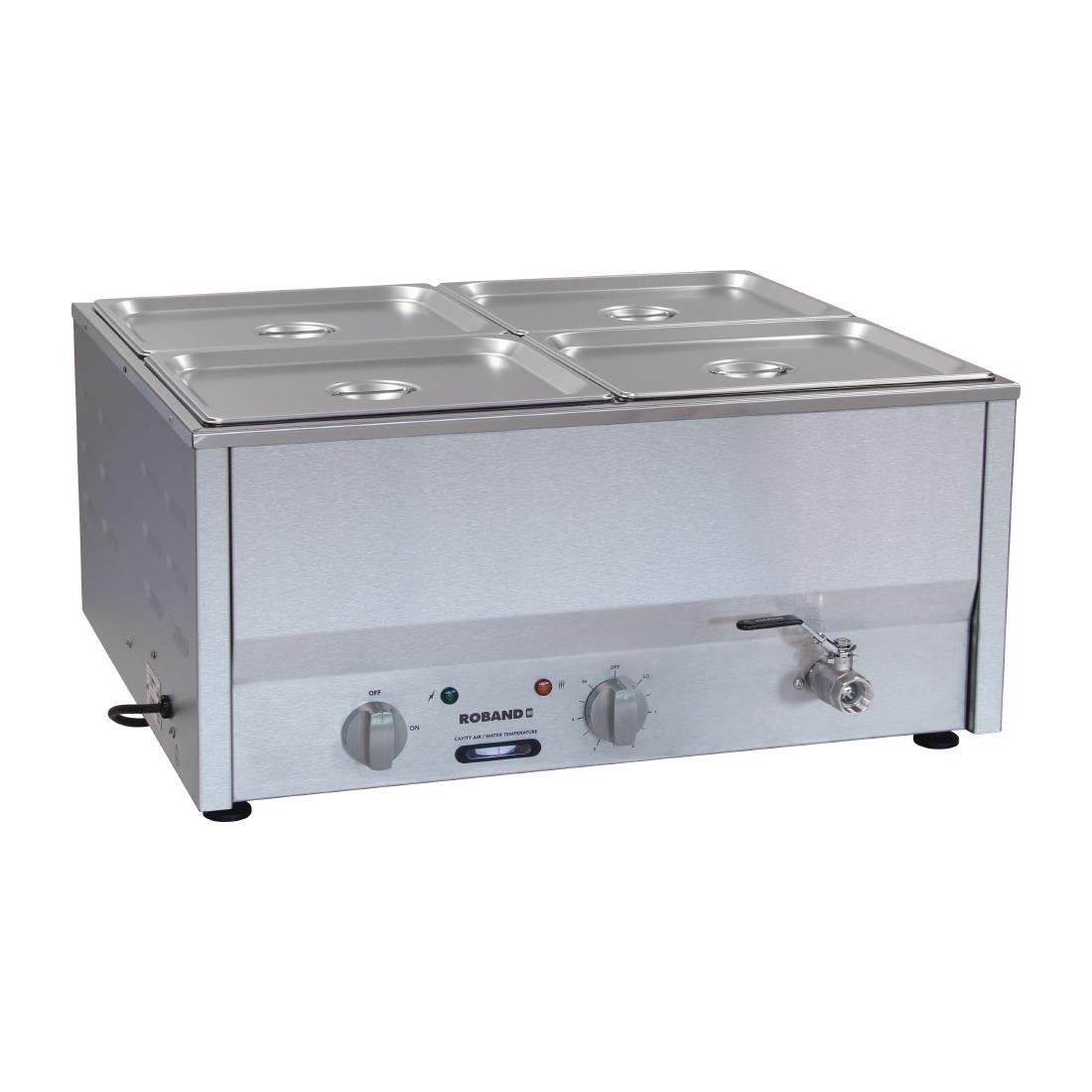 Roband Counter Top Bain-Marie includes 4x 1/2 Size 100mm Pans & Lids HJ532