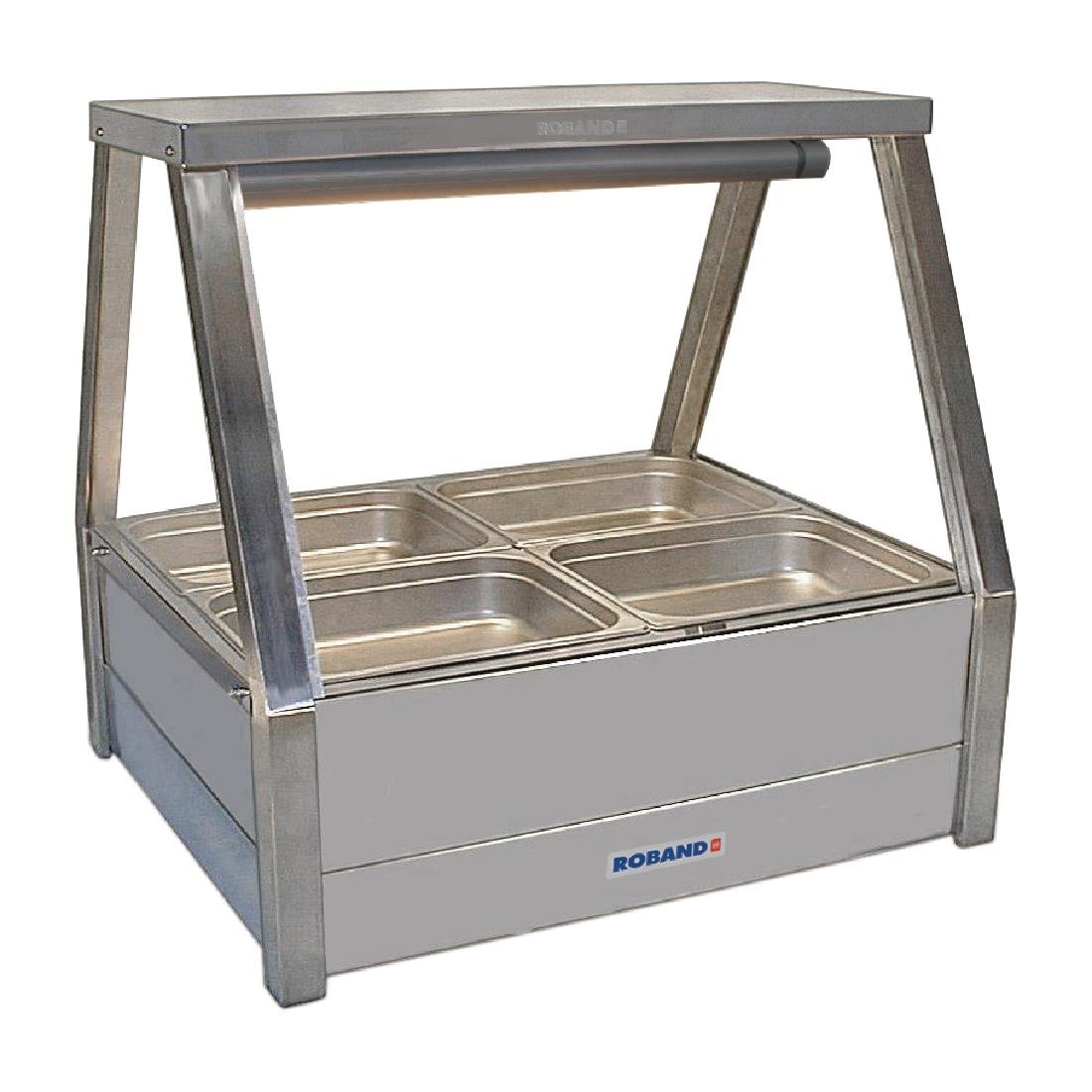 Roband Foodbar E22 Double Row Straight Glass with 4x 1/2 size 65mm Pans HJ593