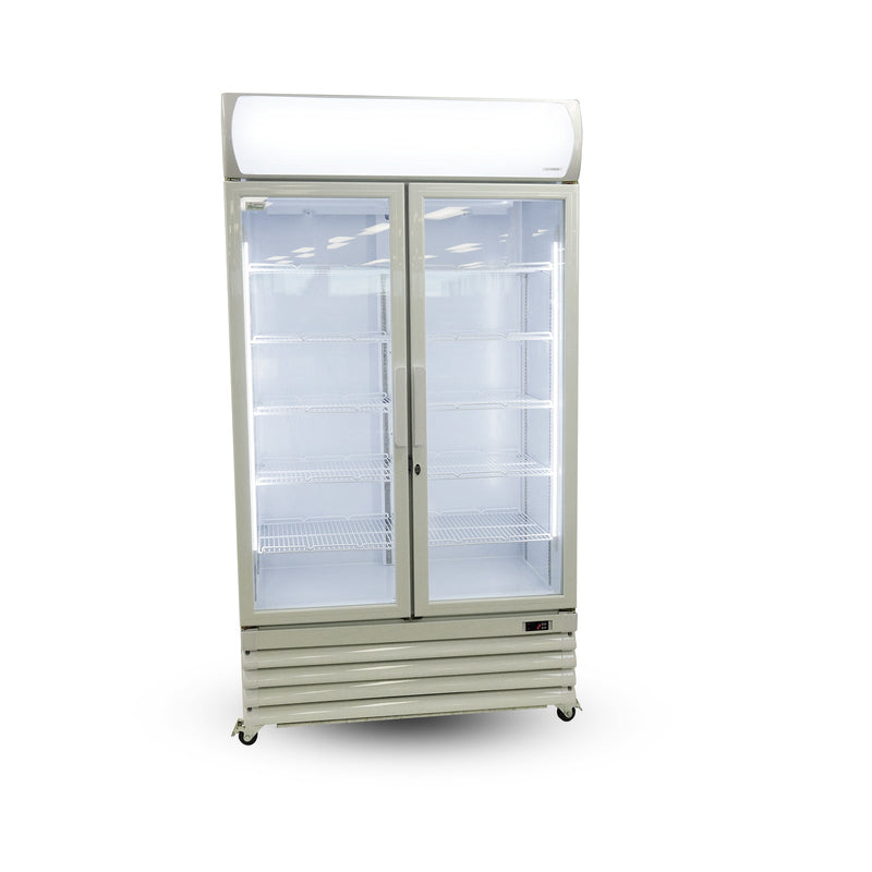 Thermaster Large Two Glass Door Colourbond Upright Drink Fridge LG-1200GE