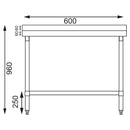 Vogue Stainless Steel Prep Table with Splashback 600mm T379