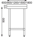 Vogue Stainless Steel Prep Table with Splashback 1500mm T382