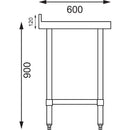 Vogue Stainless Steel Prep Table with Splashback 900mm T380