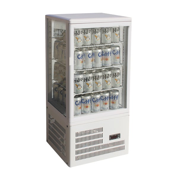 Thermaster Four-Sided Countertop Beverage Display Fridge White TCBD78W