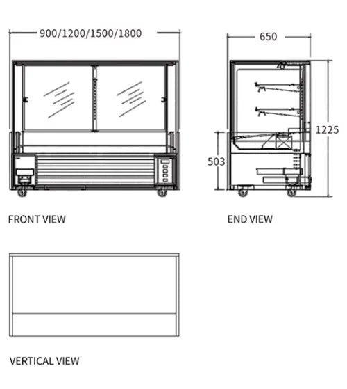 Snow Village Square Glass Chilled Food Display DG-1800FZH3 - DG-1800FZH3