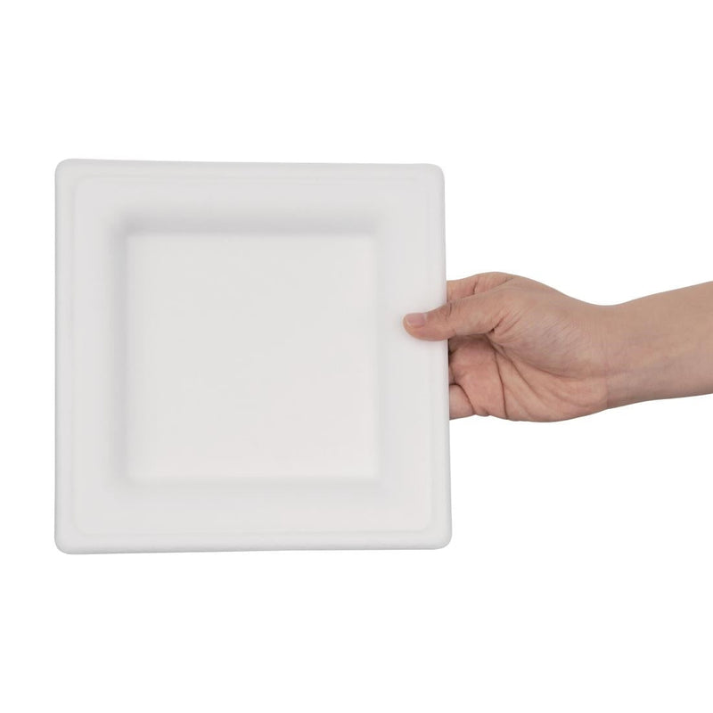 Fiesta Compostable Bagasse Square Plates 204mm (Pack of 50) FC519