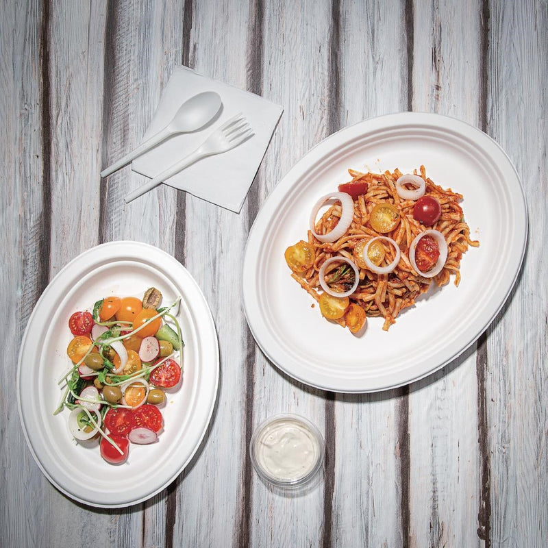 Fiesta Compostable Bagasse Oval Plates 198mm (Pack of 50) FC534