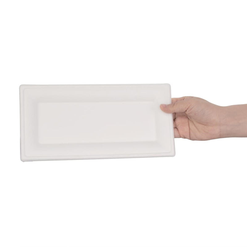 Fiesta Compostable Bagasse Rectangular Plates 258mm (Pack of 50) FC539