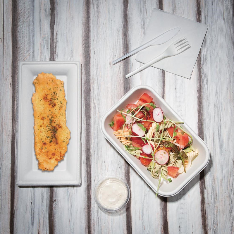 Fiesta Compostable Bagasse Rectangular Plates 258mm (Pack of 50) FC539