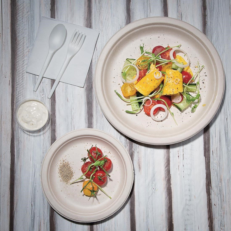 Fiesta Compostable Bagasse Round Plates Natural Colour 260mm (Pack of 50) FC545