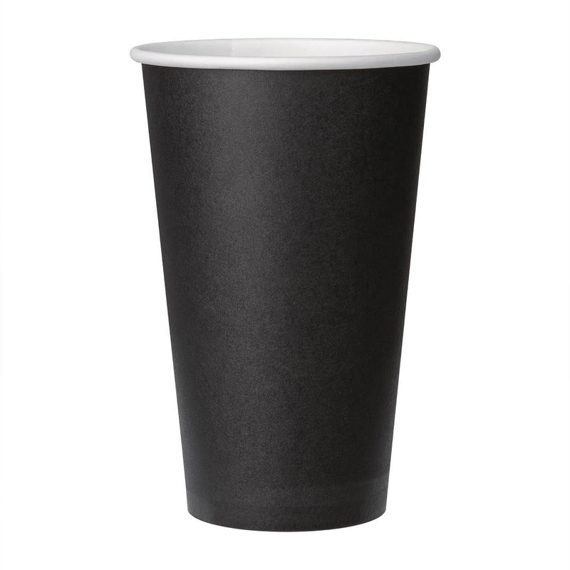 Fiesta Recyclable Takeaway Coffee Cups Single Wall Black 450ml (Pack of 1000) GF044