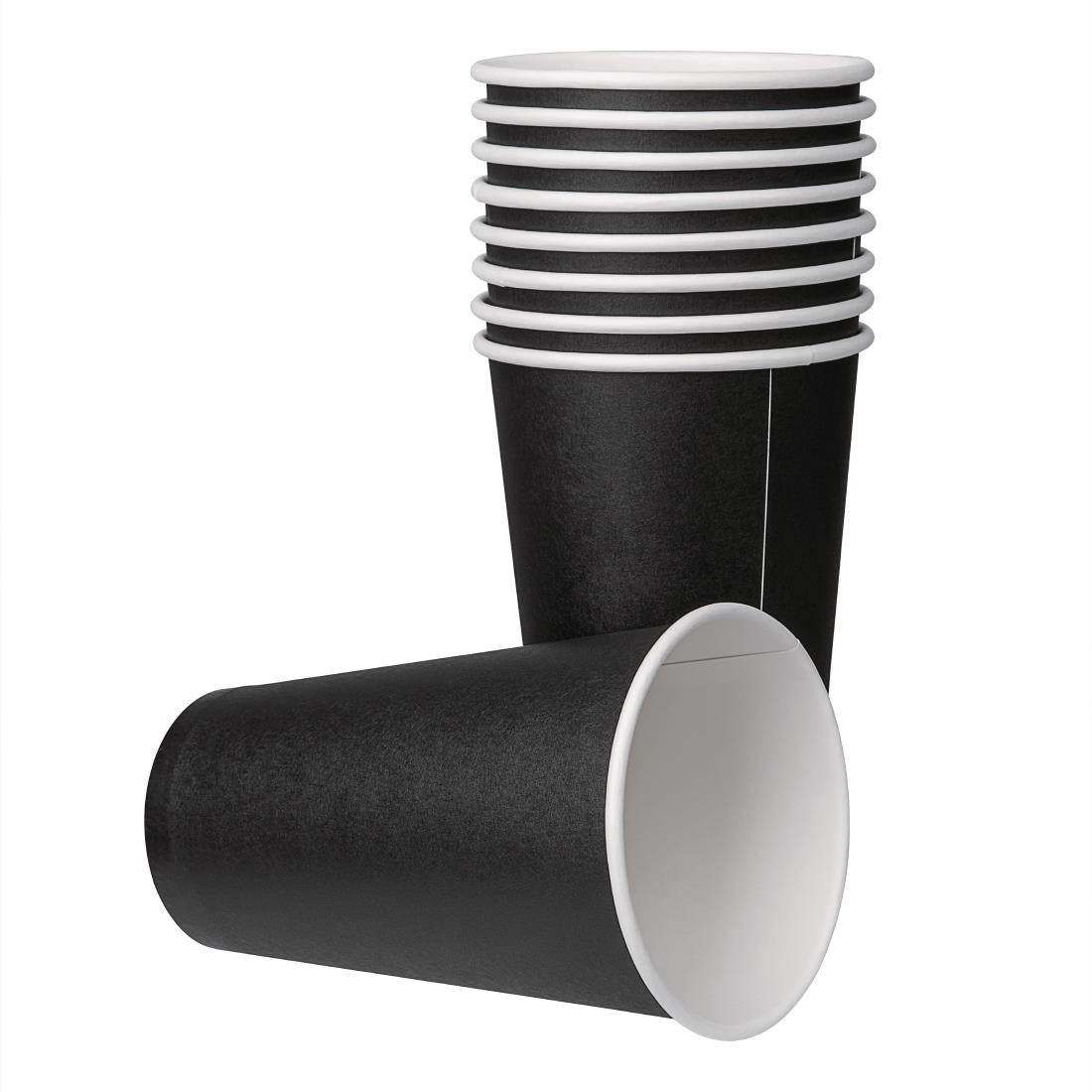Fiesta Recyclable Takeaway Coffee Cups Single Wall Black 450ml (Pack of 50) GF045