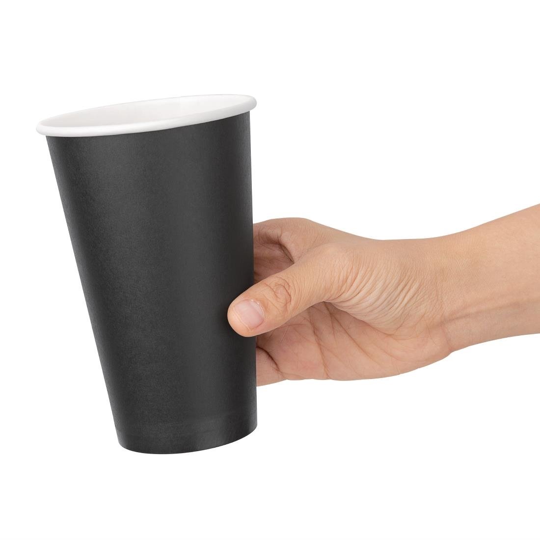 Fiesta Recyclable Takeaway Coffee Cups Single Wall Black 450ml (Pack of 50) GF045