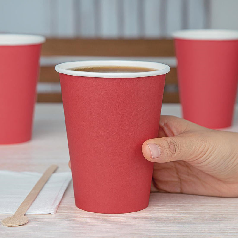 Fiesta Recyclable Takeaway Coffee Cups Single Wall Red 340ml (Pack of 50) GP407