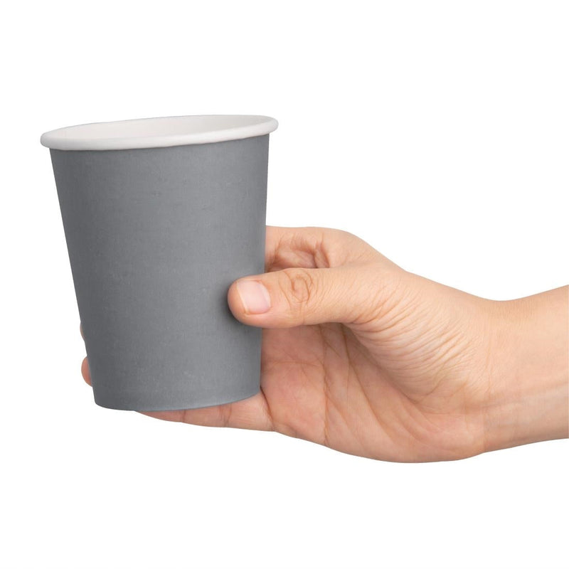 Fiesta Recyclable Takeaway Coffee Cups Single Wall Charcoal 225ml (Pack of 1000) GP415