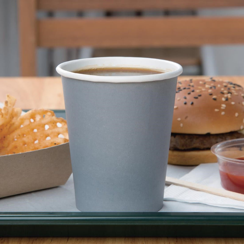 Fiesta Recyclable Takeaway Coffee Cups Single Wall Charcoal 225ml (Pack of 1000) GP415