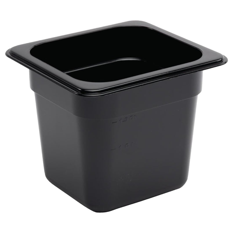Vogue Black Polycarbonate 1/6 Gastronorm Tray 150mm U471