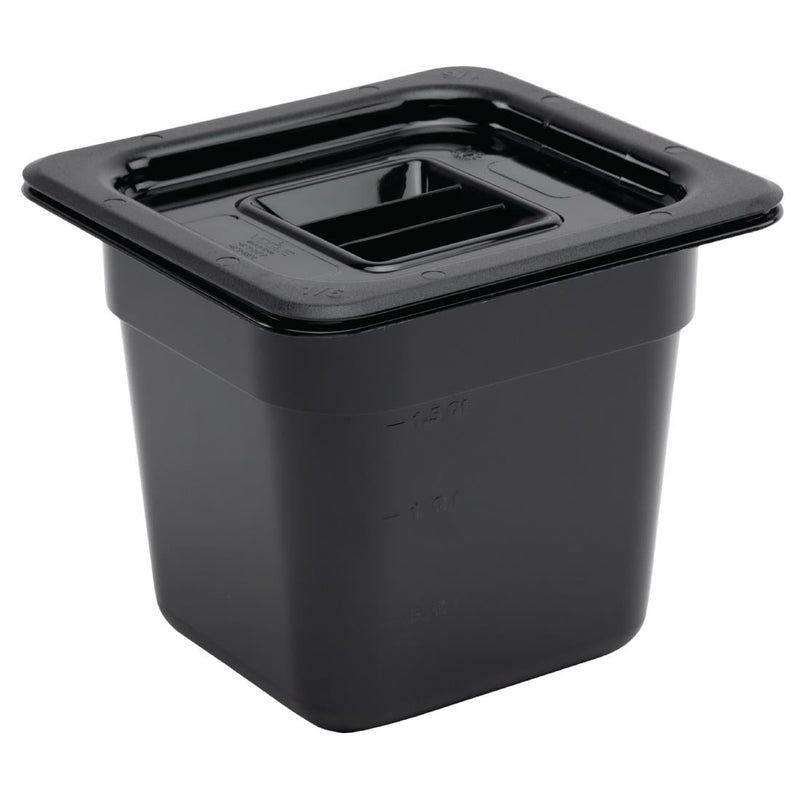 Vogue Black Polycarbonate 1/6 Gastronorm Tray 150mm U471
