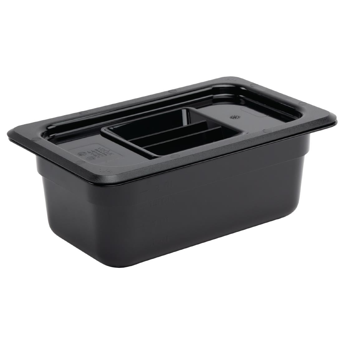 Vogue Black Polycarbonate 1/4 Gastronorm Tray 100mm U467