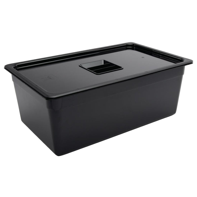 Vogue Black Polycarbonate 1/1 Gastronorm Tray 200mm U457