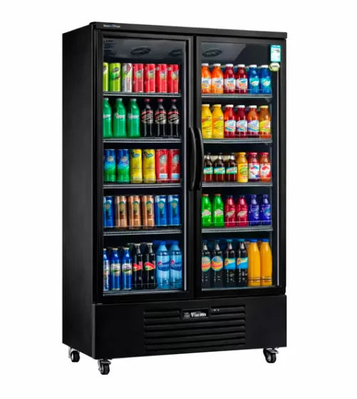 Snow Village Double Glass Door Display Fridge LC-1000FX（Black） - LC-1000FX（Black）