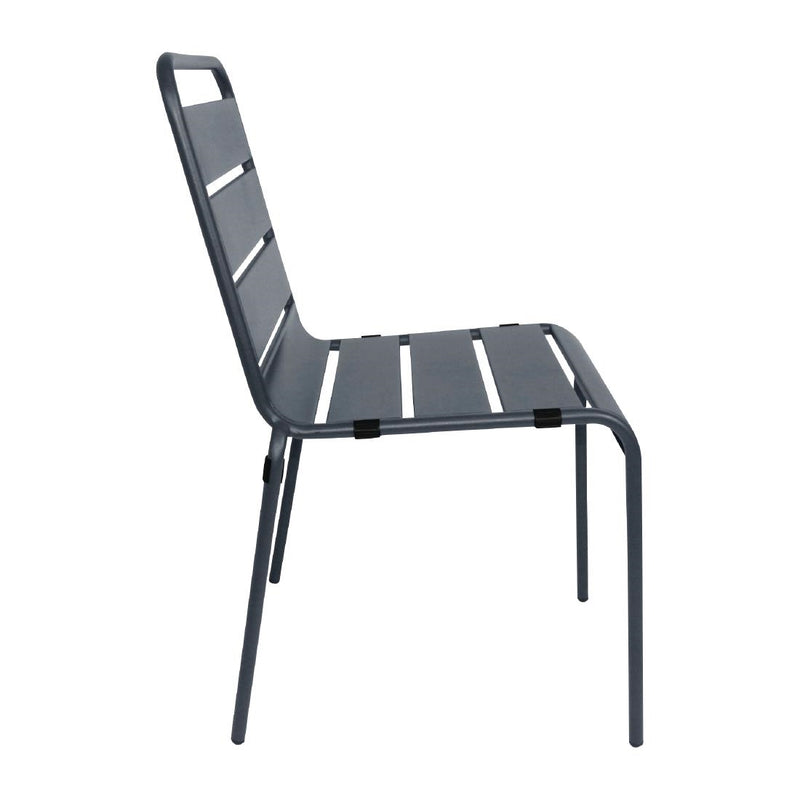 Bolero Slatted Steel Side Chairs Grey (Pack of 4) CS727