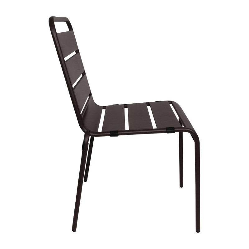 Bolero Black Slatted Steel Side Chairs (Pack of 4) CS728