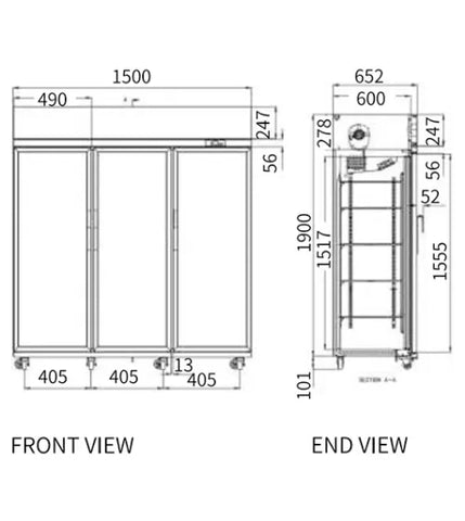 Snow Village Triple Glass Door Upright Display Fridge LC-1500FS - LC-1500FS