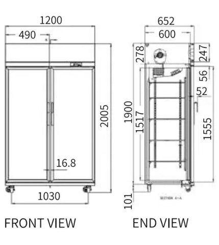 Snow Village Double Glass Door Upright Display Fridge LC-1200FS - LC-1200FS