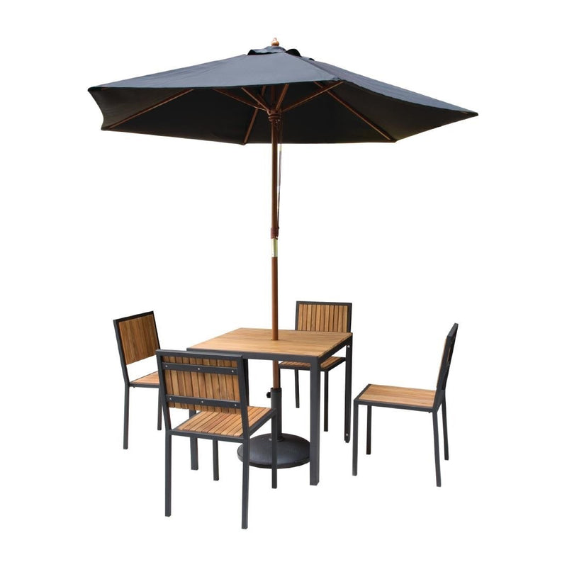 Bolero Square Steel and Acacia Table 800mm DS152