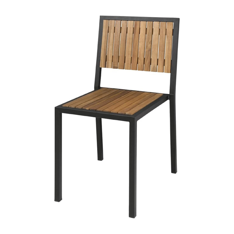 Bolero Steel & Acacia Side Chairs (Pack of 4) DS150