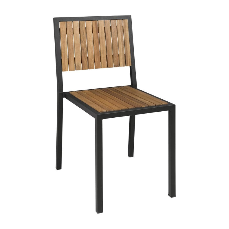 Bolero Steel & Acacia Side Chairs (Pack of 4) DS150