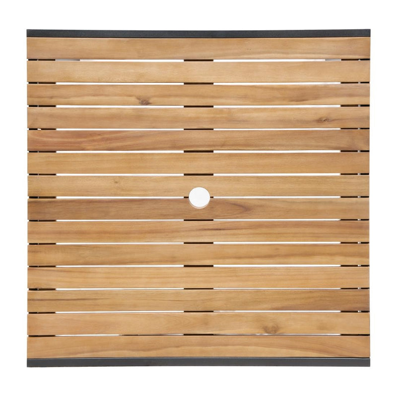 Bolero Square Steel and Acacia Table 800mm DS152