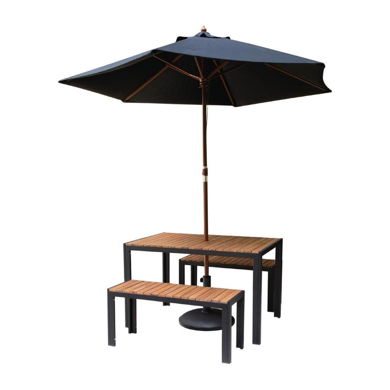 Bolero Rectangular Steel and Acacia Benches 1000mm (Pack of 2) DS154