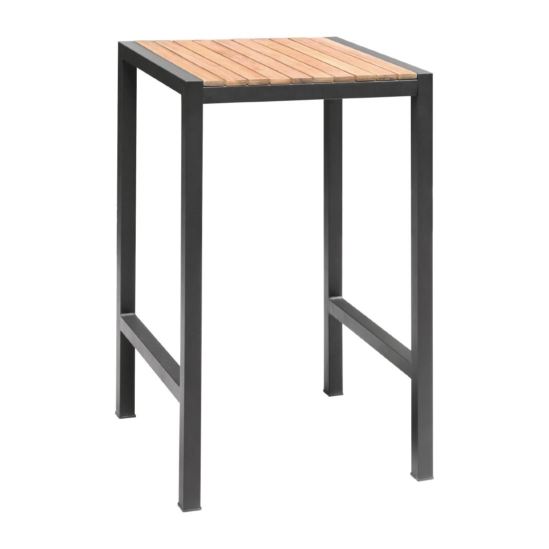 Bolero Square Steel and Acacia Bar Table 600mm DS155