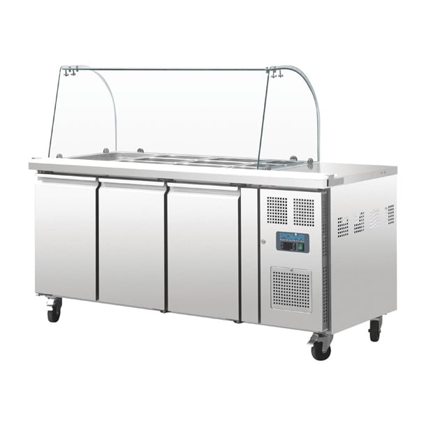 Polar U-Series Triple Door Refrigerated Gastronorm Saladette Counter CT394-A