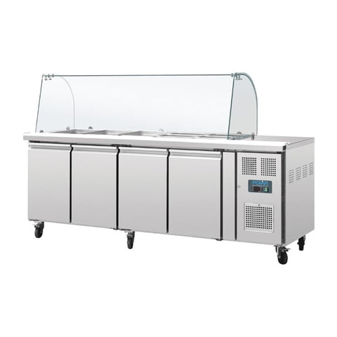 Polar U-Series Four Door Refrigerated Gastronorm Saladette Counter CT395-A