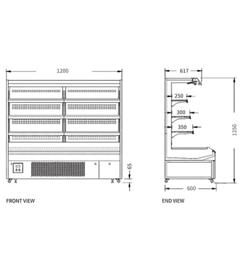 Snow Village Supermarket Display Cabinet Chiller XC-ZL-12/1250 - XC-ZB-12/1250
