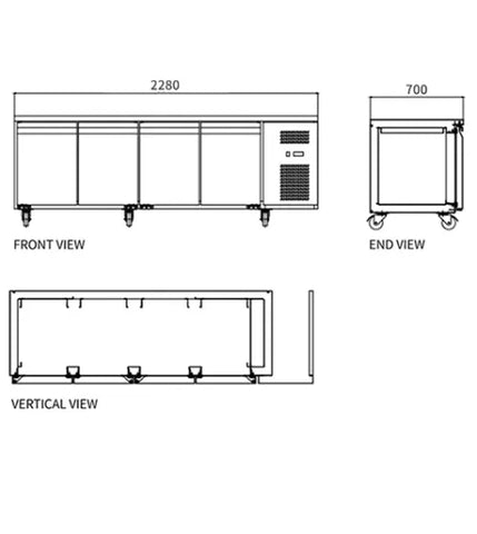 Snow Village Stainless Steel Four Door Workbench Freezer GNF2280T4 - GNF2280T4