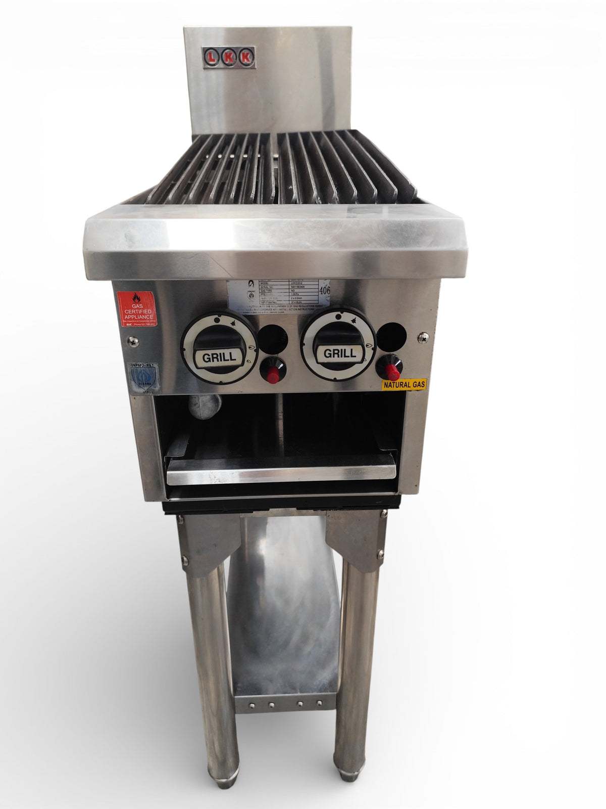 LKK CG3-2 300mm Gas Chargrill on Leg Stand - 745760