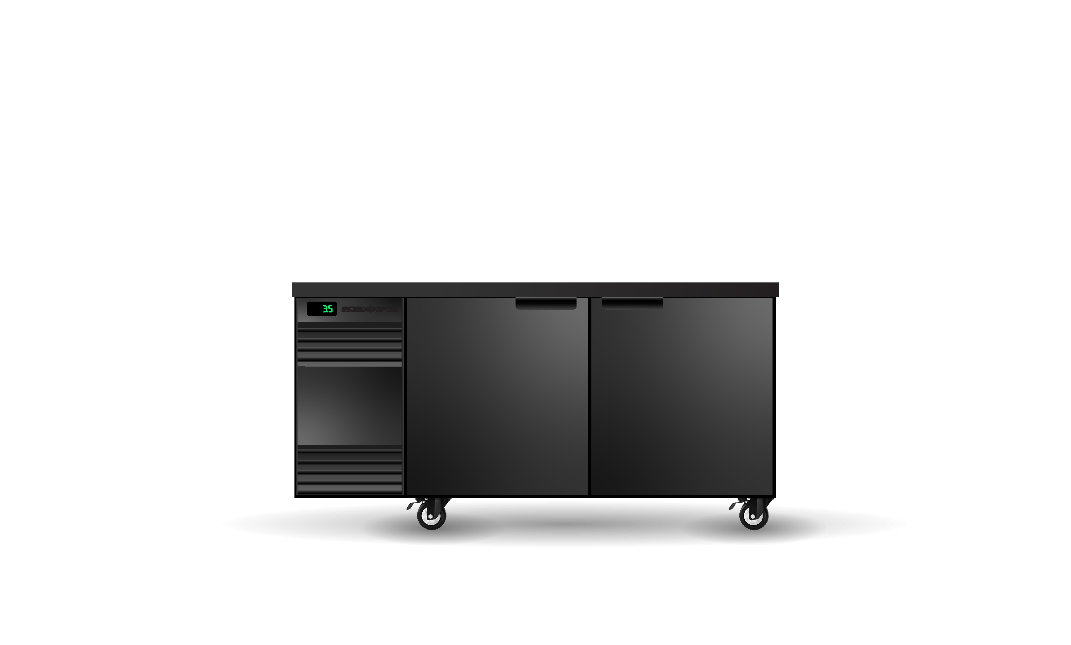 Skope Skope BackBar 2 Solid Swing Door SlimLine Fridge 290L - Black  - SL.2.SSW
