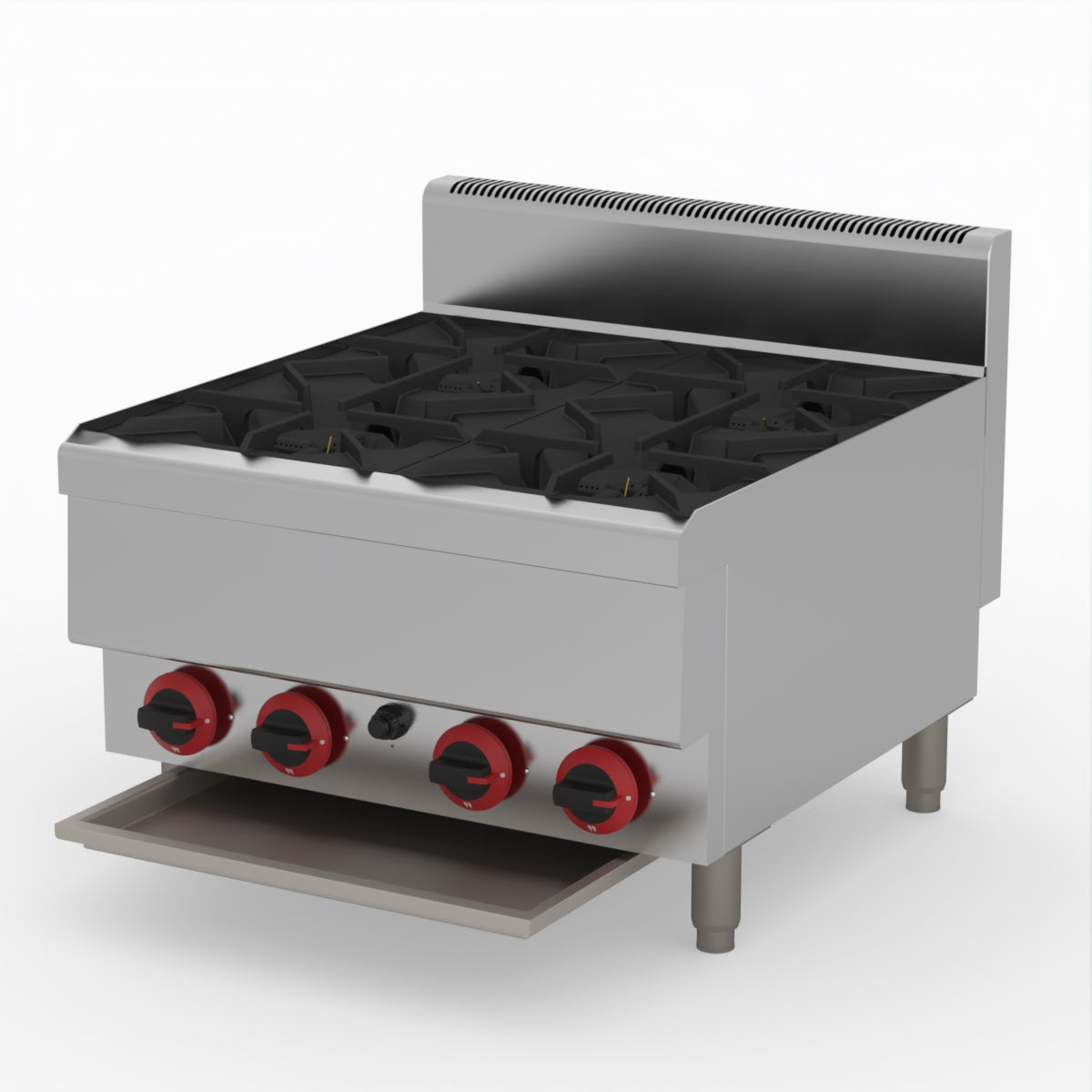 GASMAX Benchtop LPG 4 Burner Cooktop w/ Splashback - JUS-TR-4BLPG