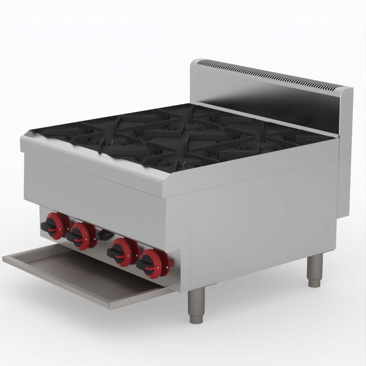 GASMAX Benchtop LPG 4 Burner Cooktop w/ Splashback - JUS-TR-4BLPG