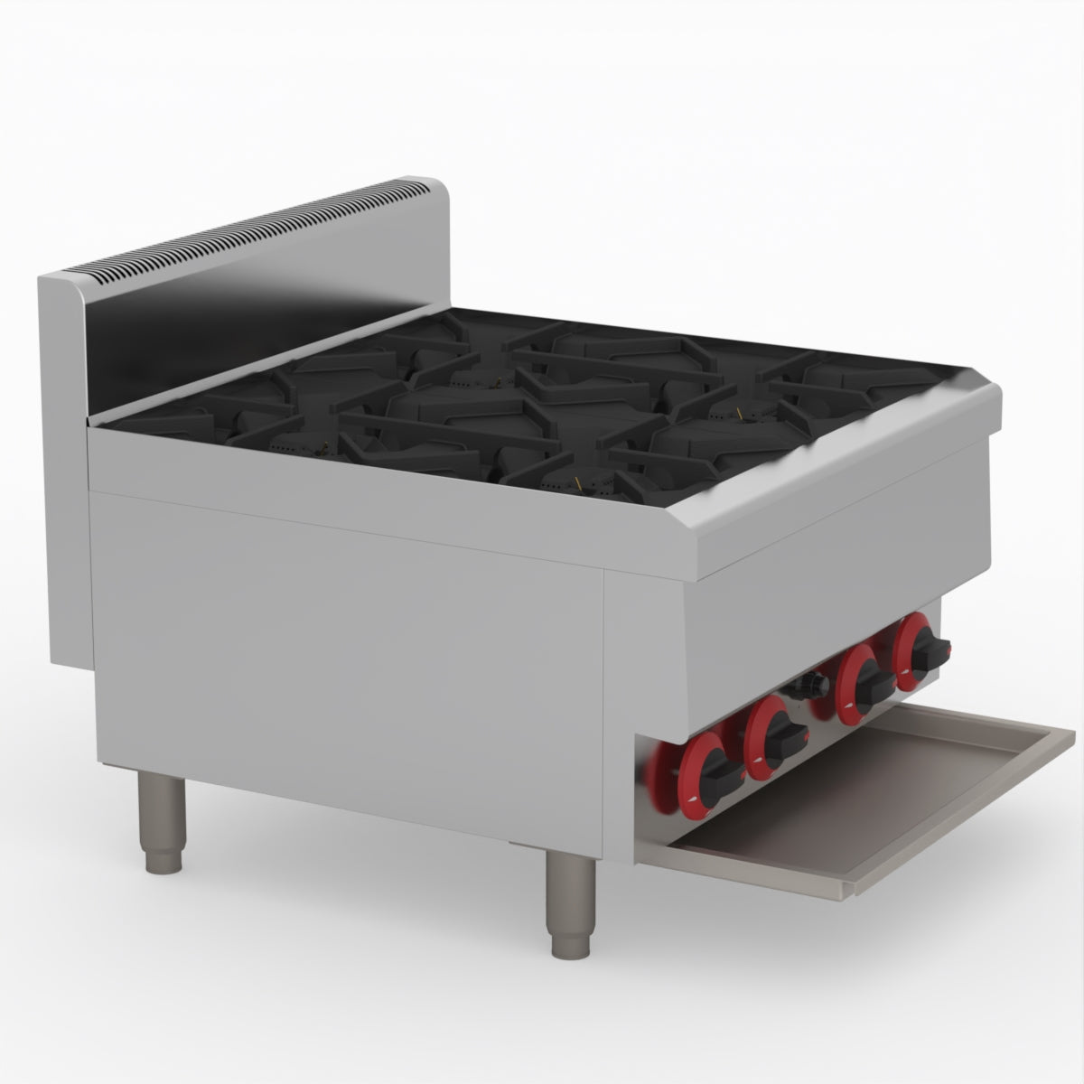 GASMAX Benchtop LPG 4 Burner Cooktop w/ Splashback - JUS-TR-4BLPG