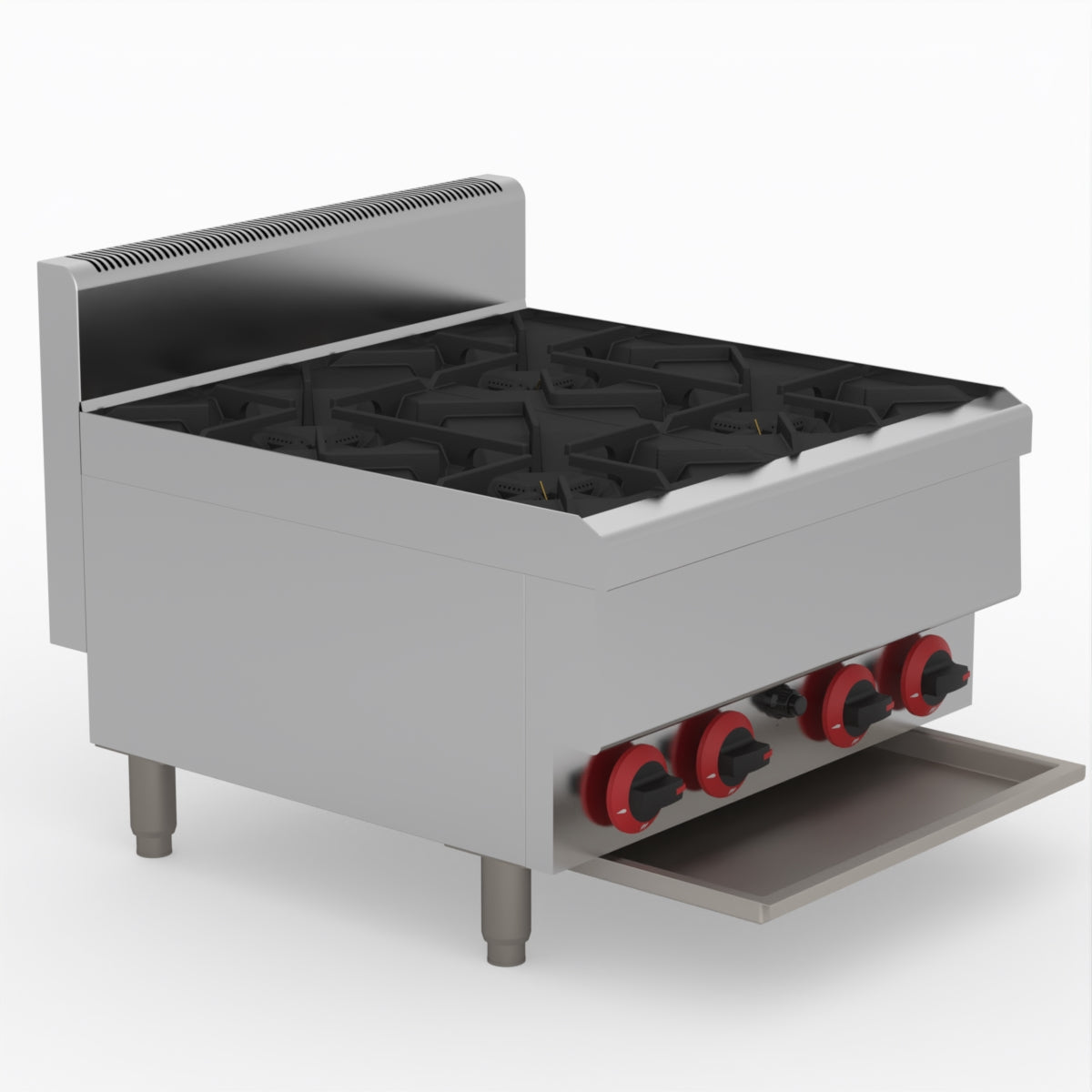 GASMAX Benchtop LPG 4 Burner Cooktop w/ Splashback - JUS-TR-4BLPG