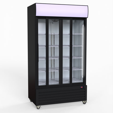 LG-1000SDBP Thermaster 1000L Two Sliding Glass Door Colourbond Upright Drink Fridge Black LG-1000SDBP