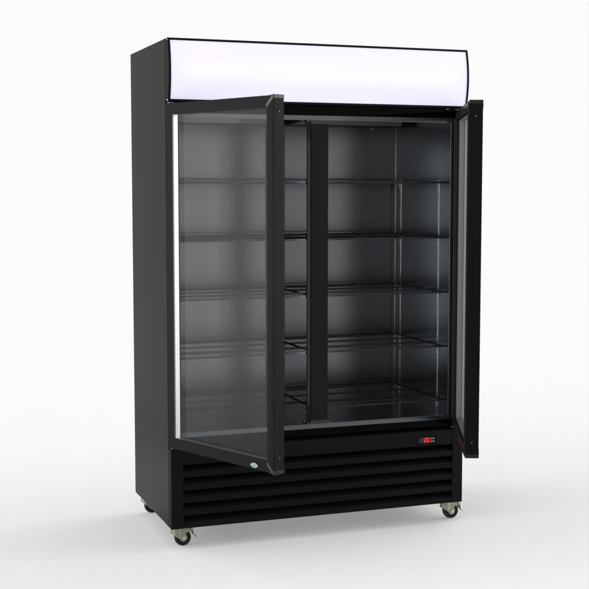 Thermaster Large Two Glass Door Colourbond Upright Drink Fridge - LG-1200BP