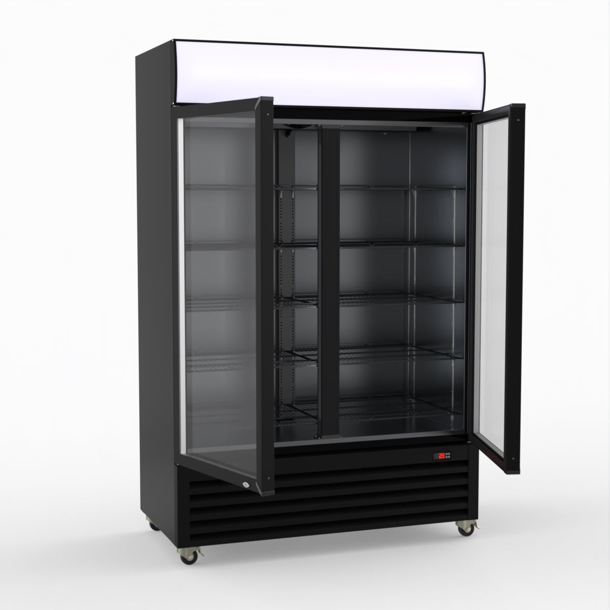 Thermaster Large Two Glass Door Colourbond Upright Drink Fridge - LG-1200BP