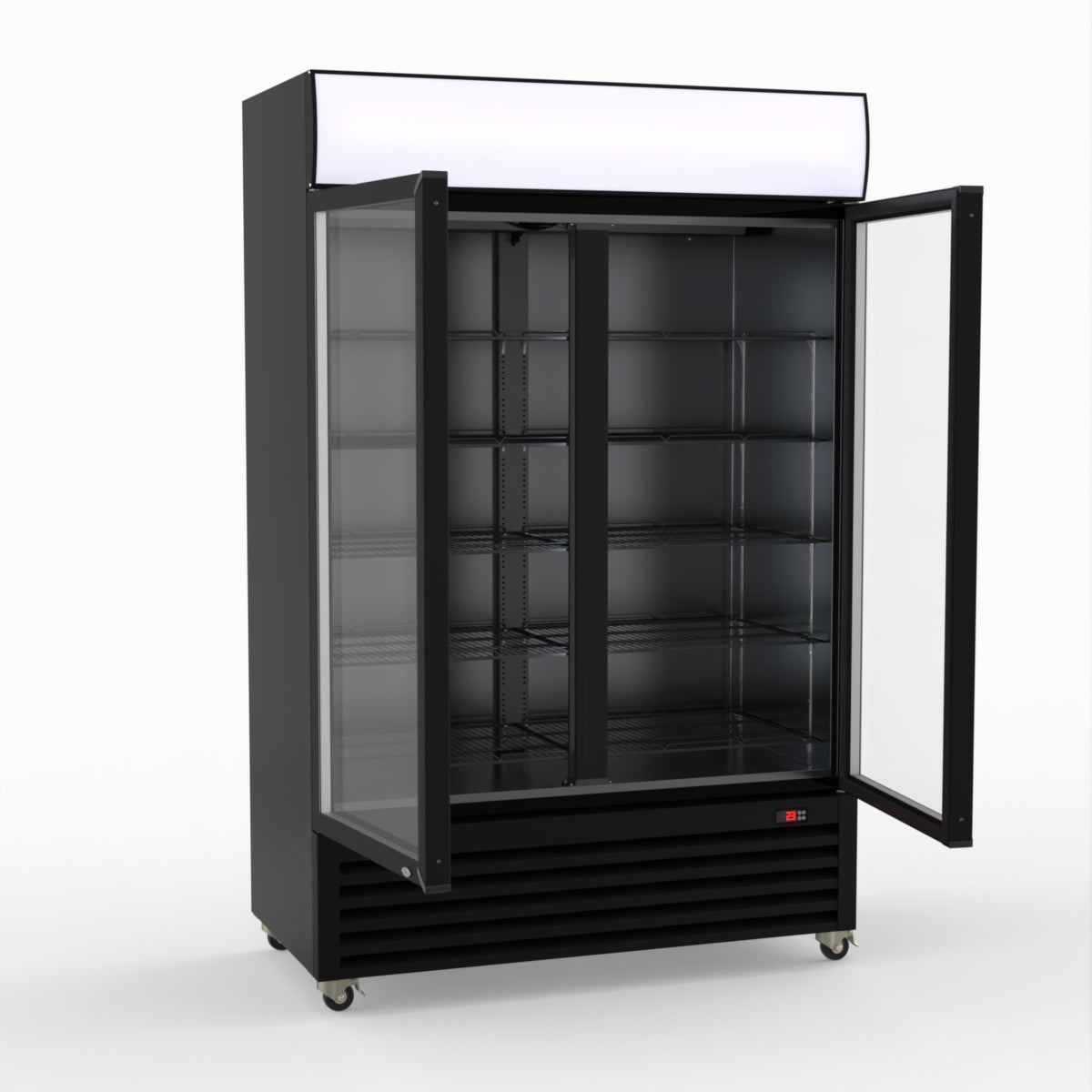 Thermaster Large Two Glass Door Colourbond Upright Drink Fridge - LG-1200BP