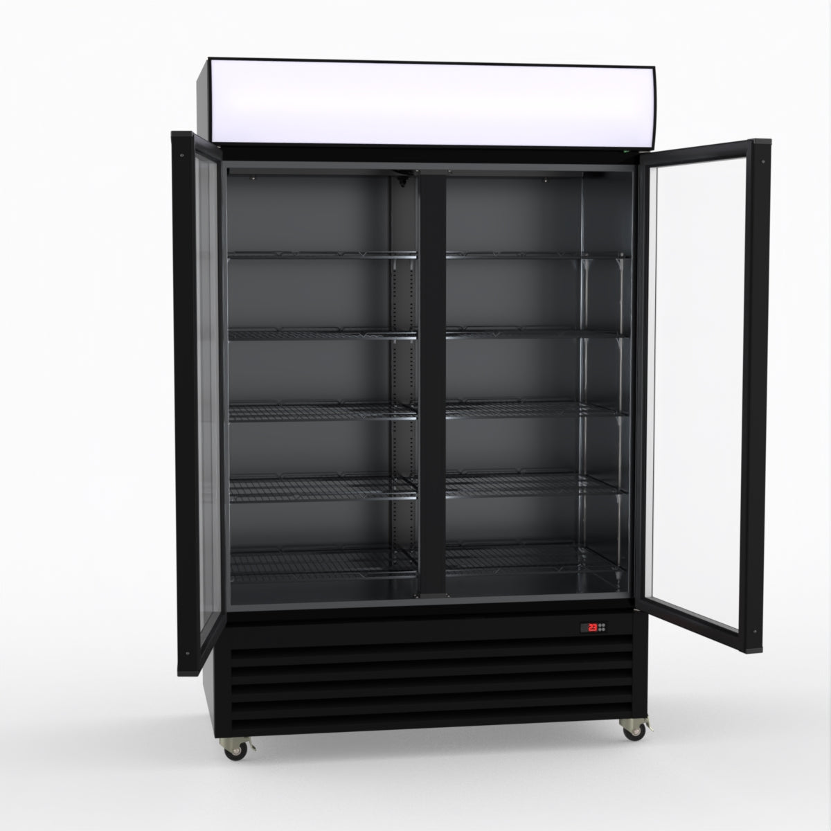Thermaster Large Two Glass Door Colourbond Upright Drink Fridge - LG-1200BP