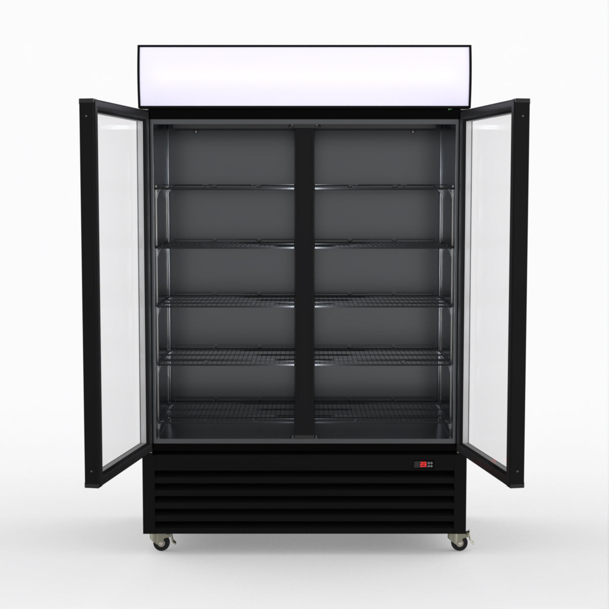 Thermaster Large Two Glass Door Colourbond Upright Drink Fridge - LG-1200BP
